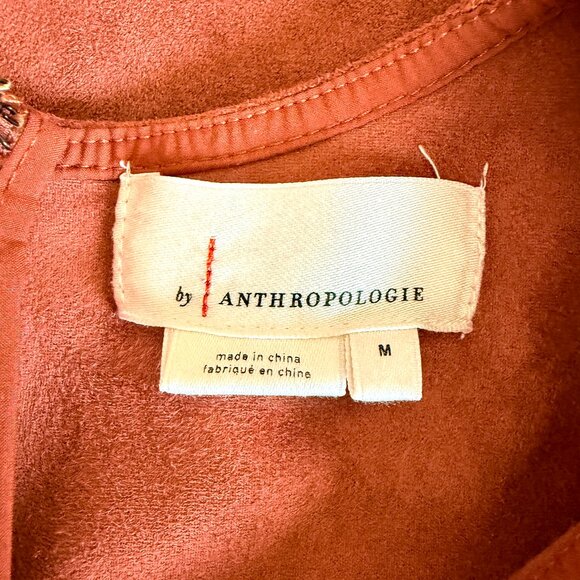 Anthropologie Chestnut Rust Faux Suede Jumpsuit Pockets Women's Size M - Picture 3 of 13